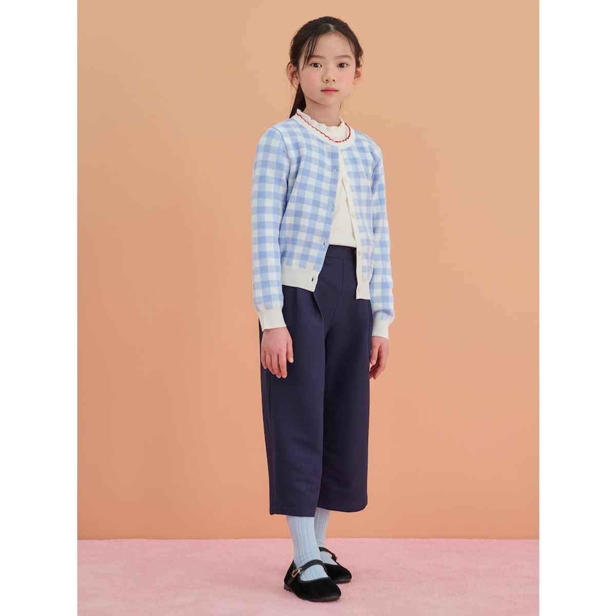 빈폴 키즈(BEANPOLE KIDS) 여아 깅엄 체크 카디건  스카이 블루 (BI515AG03Q)