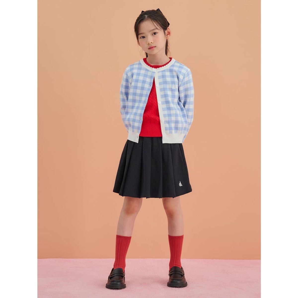빈폴 키즈(BEANPOLE KIDS) 여아 깅엄 체크 카디건  스카이 블루 (BI515AG03Q)
