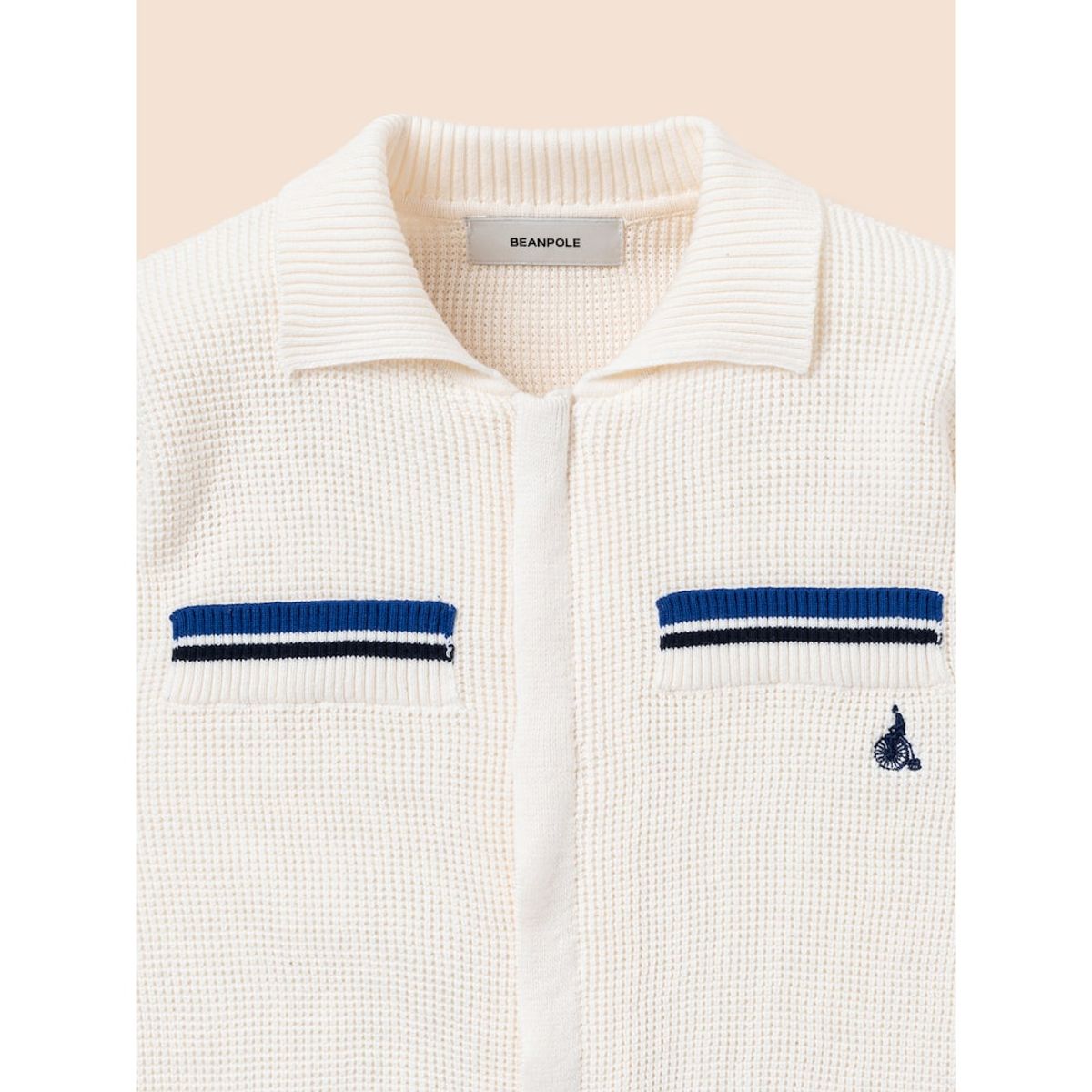 빈폴 키즈(BEANPOLE KIDS) 플레인형 자카드 T칼라 카디건  아이보리 (BI515AU020)