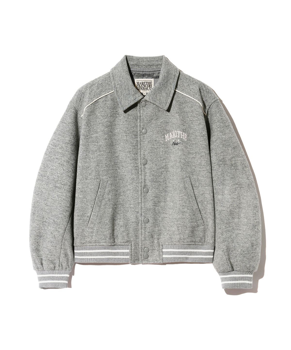 마리떼 프랑소와 저버(MARITHÉ + FRANҪOIS GIRBAUD) PIPING VARSITY JACKET heather gray