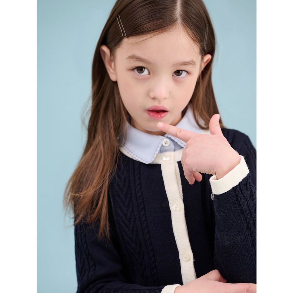 빈폴 키즈(BEANPOLE KIDS) [Essential] 여아 면 변형 케이블 카디건  네이비 (BI515AGE2R)