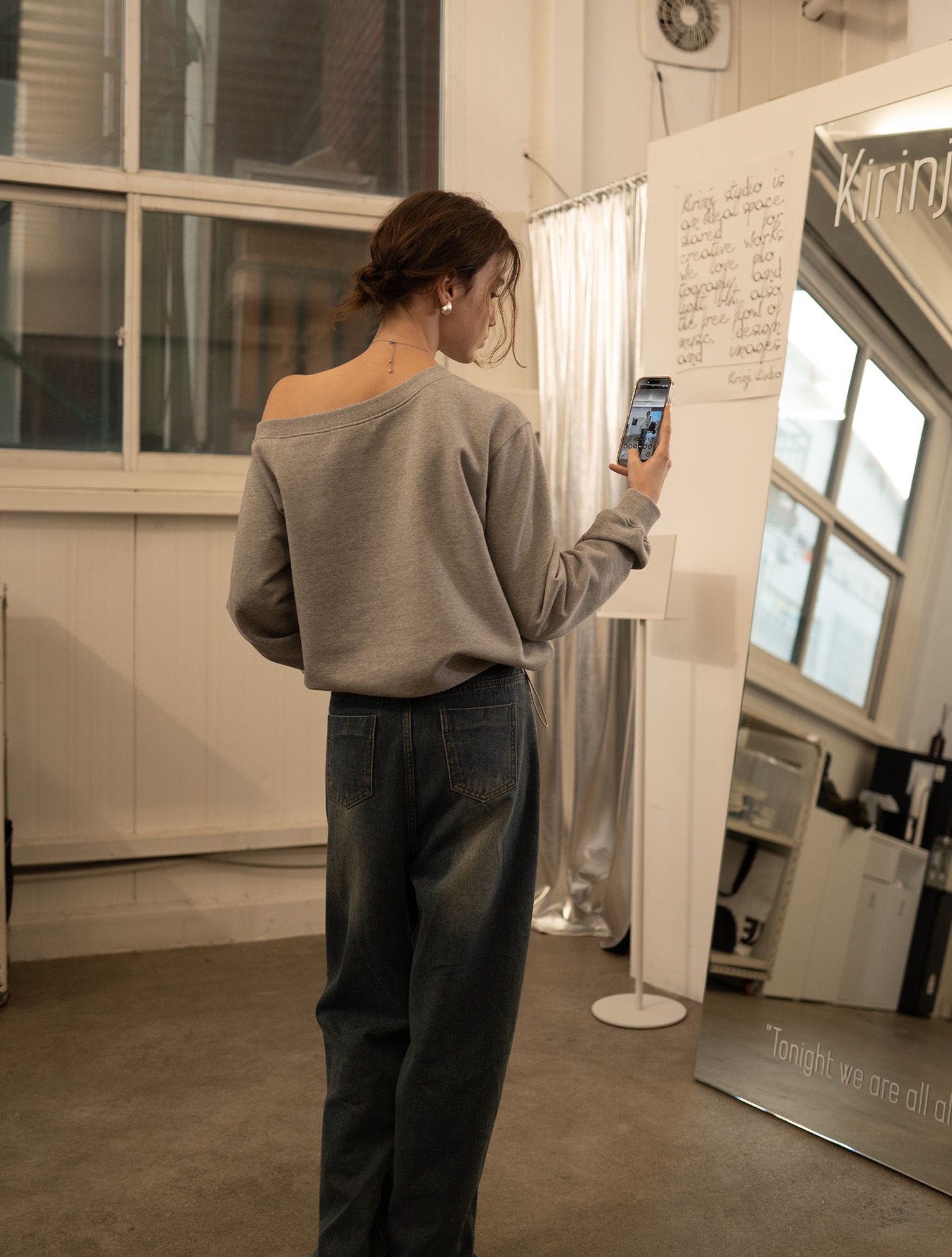 MUSINSA | GENERAL IDEA One Shoulder Sweatshirt [MELANGE GREY