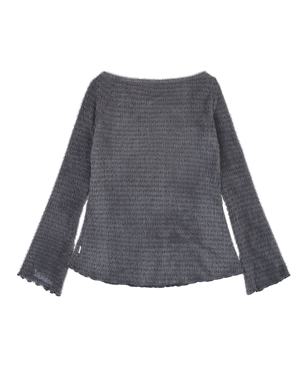 오디너리 홀리데이(ORDINARY HOLIDAY) BOATNECK LACE-UP KNIT [CHARCOAL]