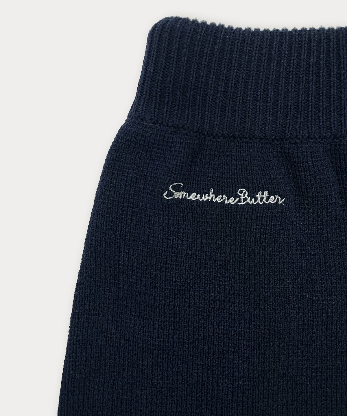 썸웨어버터(SOMEWHEREBUTTER) Cotton Cable Knit Pants - Navy