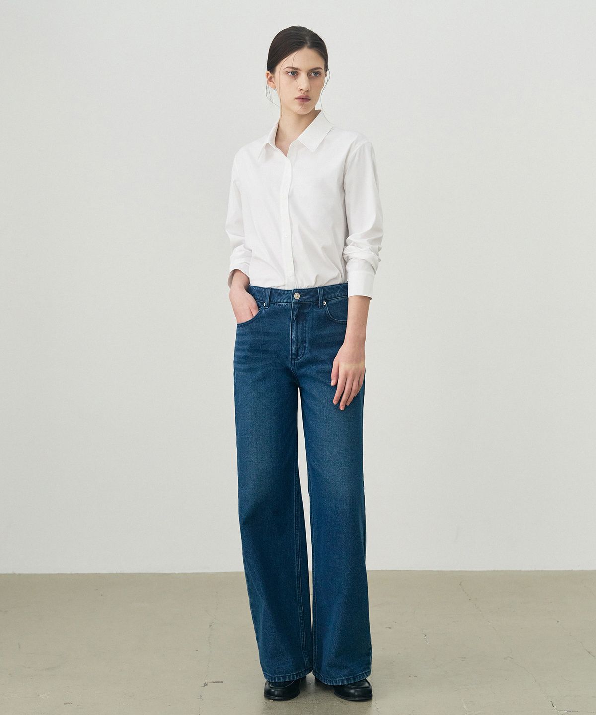 드로우핏 우먼(DRAWFIT WOMEN) 링클프리 슬림 라인 셔츠 [LIGHT BLUE]