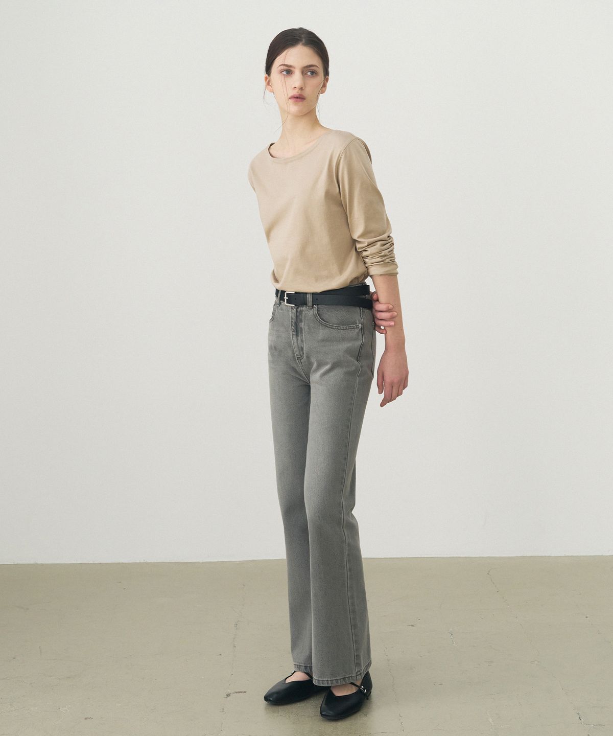 드로우핏 우먼(DRAWFIT WOMEN) 수피마 실켓 보트넥 롱 슬리브 티셔츠 [WHITE]