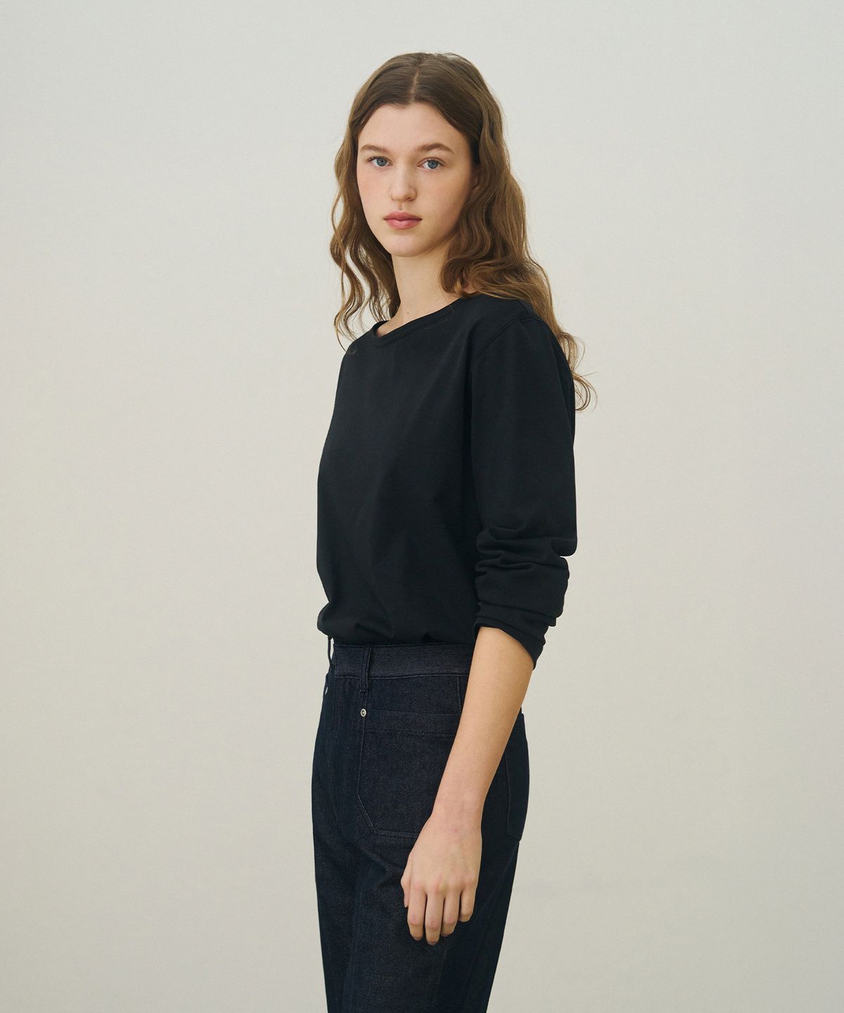 드로우핏 우먼(DRAWFIT WOMEN) 수피마 실켓 보트넥 롱 슬리브 티셔츠 [WHITE]