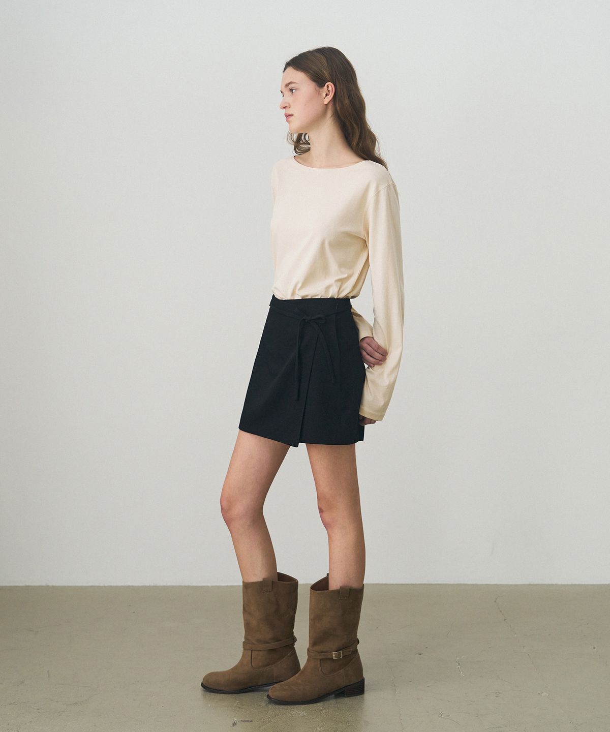 드로우핏 우먼(DRAWFIT WOMEN) 수피마 실켓 보트넥 롱 슬리브 티셔츠 [WHITE]