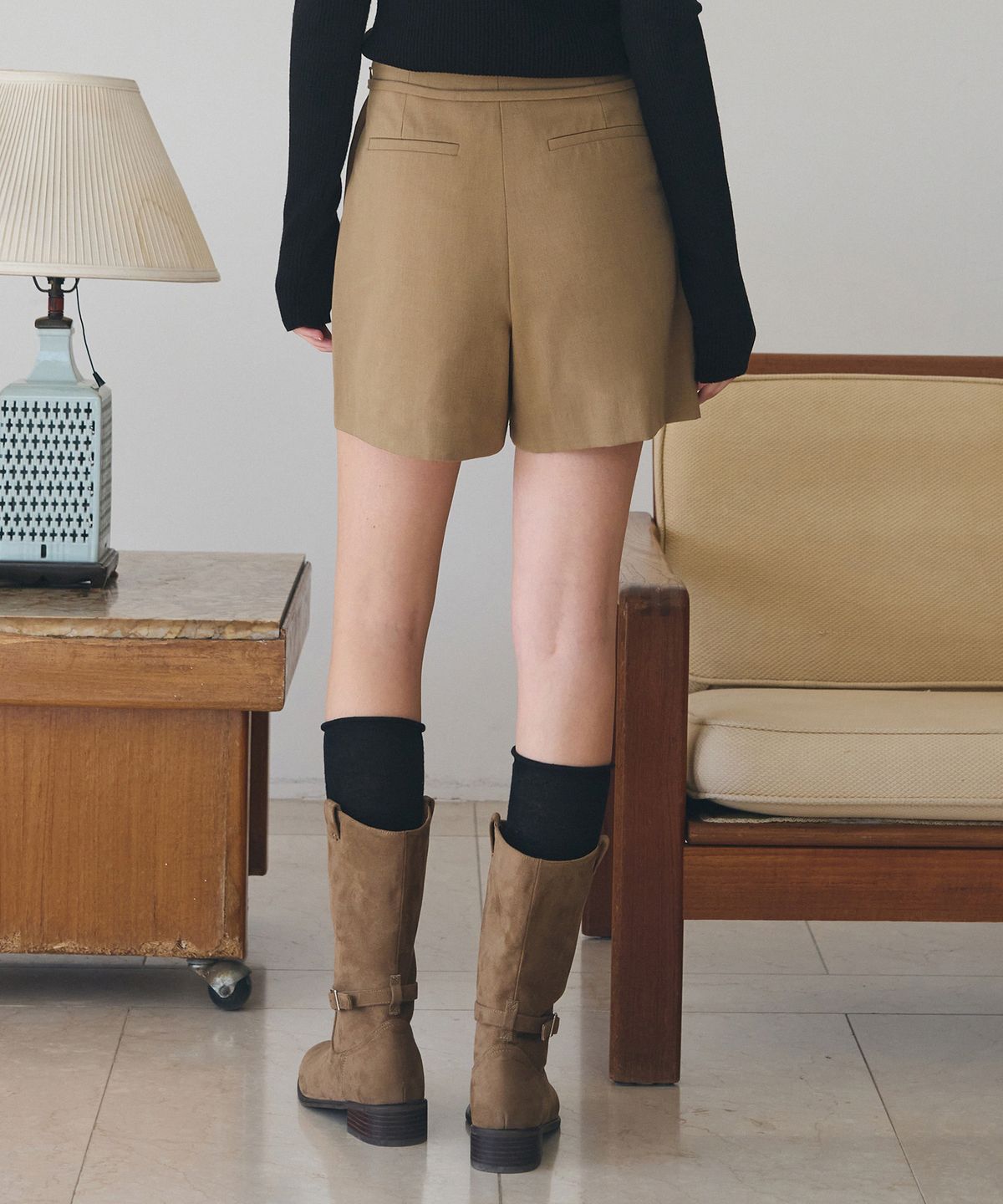 드로우핏 우먼(DRAWFIT WOMEN) 소프티 울 스트링 랩 스커트 팬츠 [BLACK]