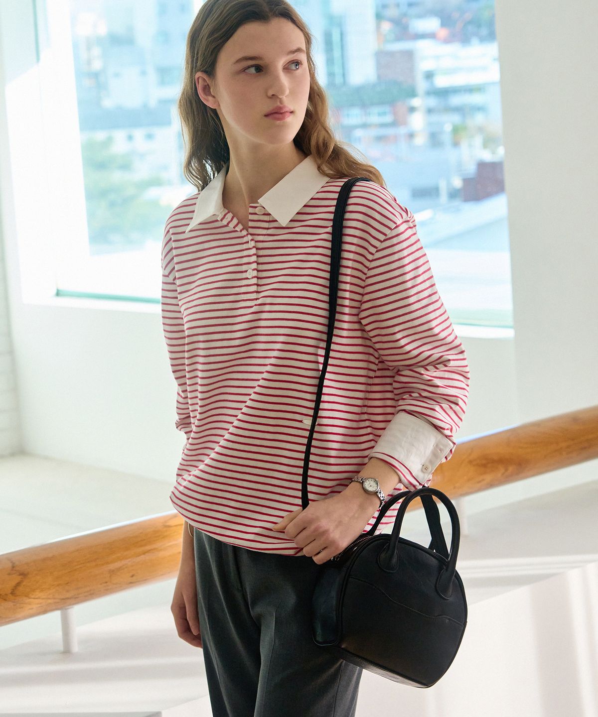 드로우핏 우먼(DRAWFIT WOMEN) 루에타 라운드 토트백 [BLACK]