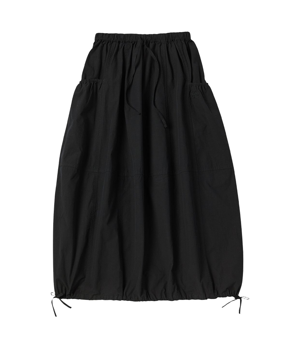 꼬모니노즈(COMONINOZ) W RIBBON BALLOON SKIRT [BLACK]
