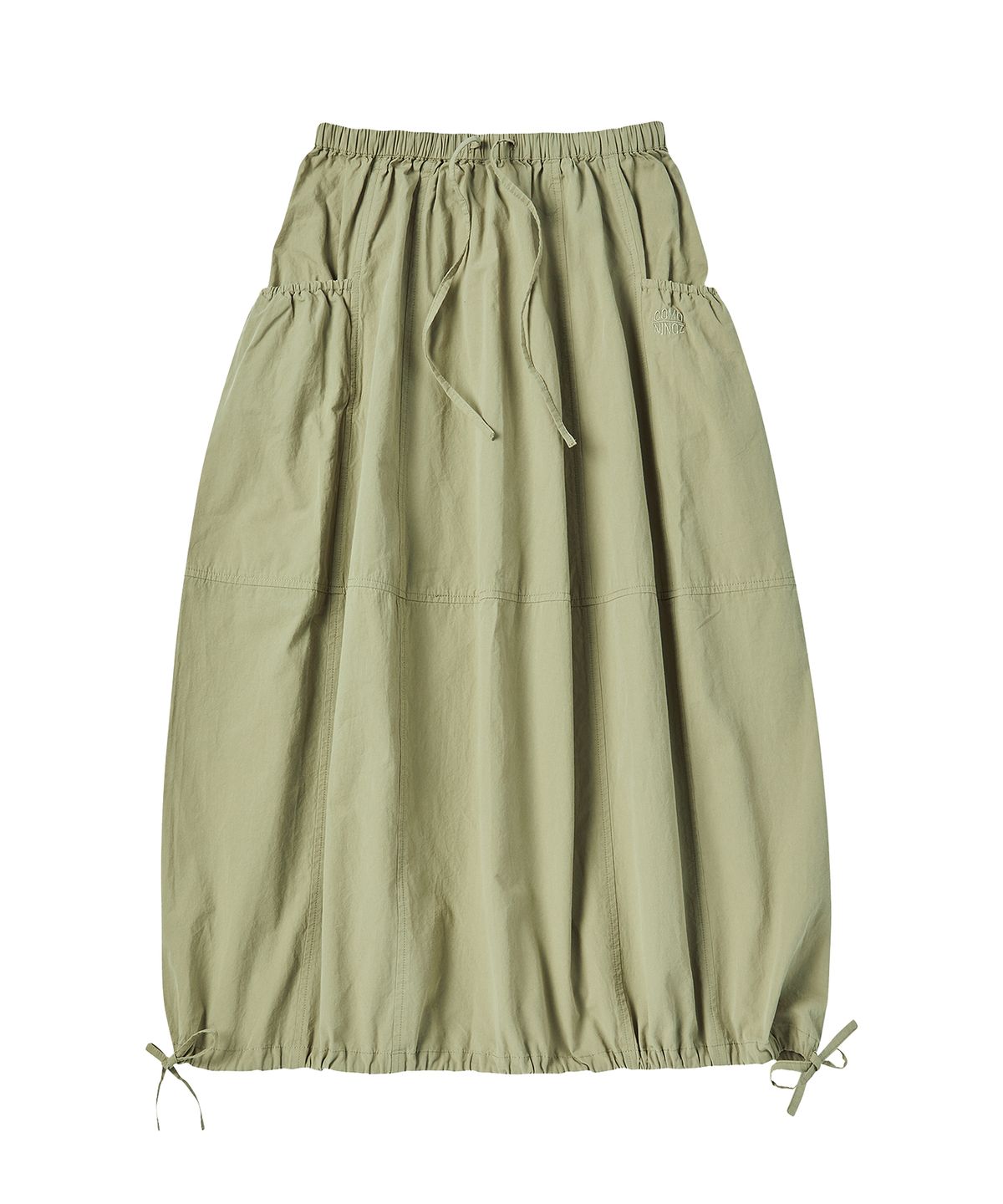꼬모니노즈(COMONINOZ) W RIBBON BALLOON SKIRT [KHAKI]