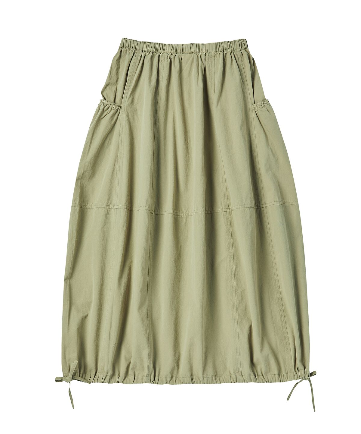 꼬모니노즈(COMONINOZ) W RIBBON BALLOON SKIRT [KHAKI]