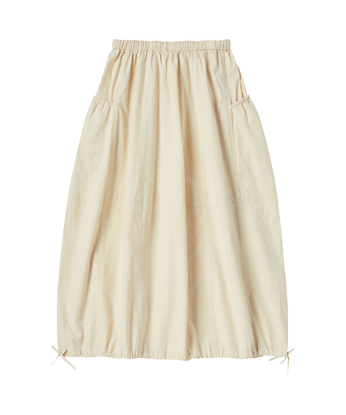 꼬모니노즈(COMONINOZ) W RIBBON BALLOON SKIRT [CREAM]