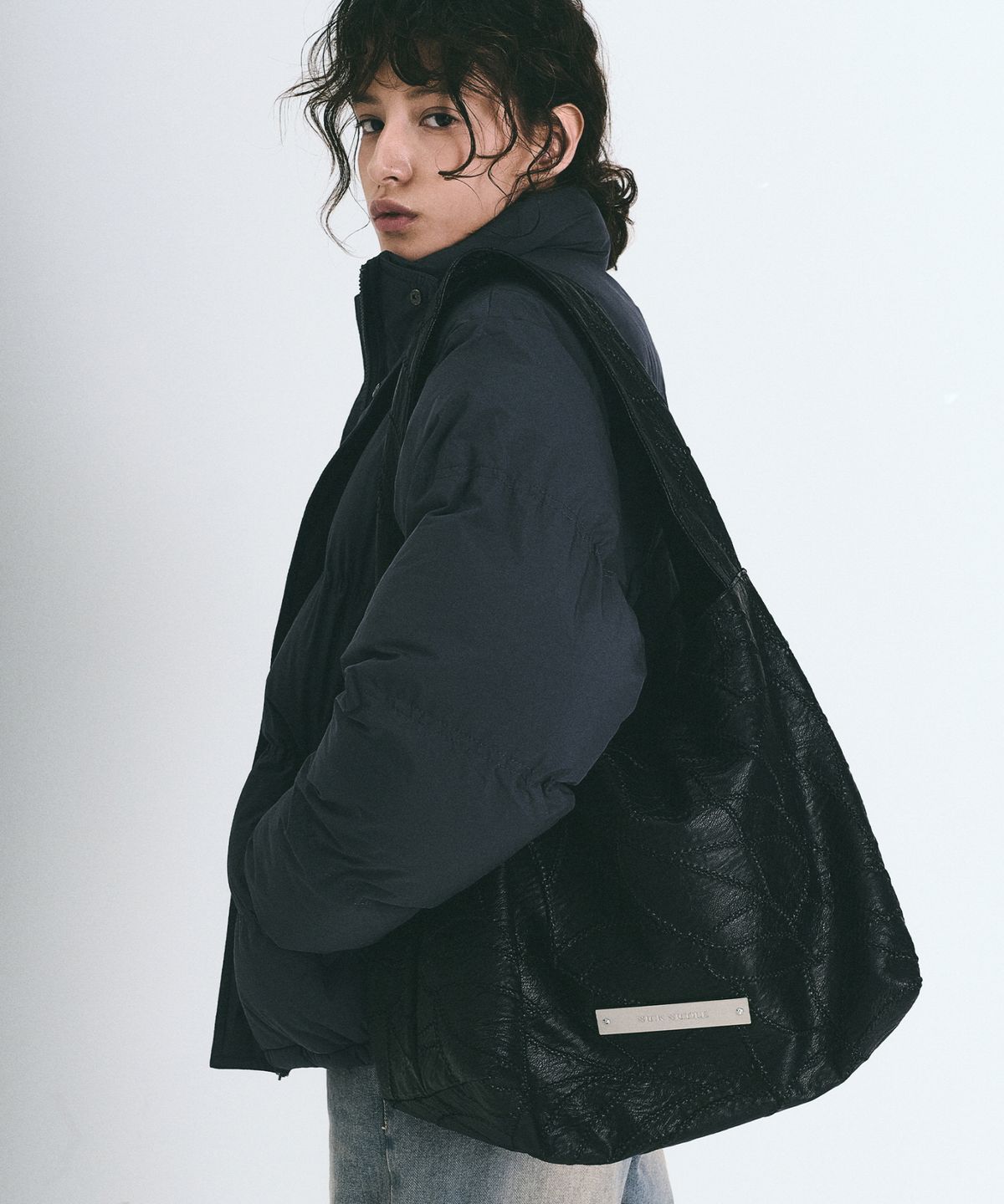 닉앤니콜(NICK&NICOLE) LEATHER WRINKLE TOTE BAG_BLACK