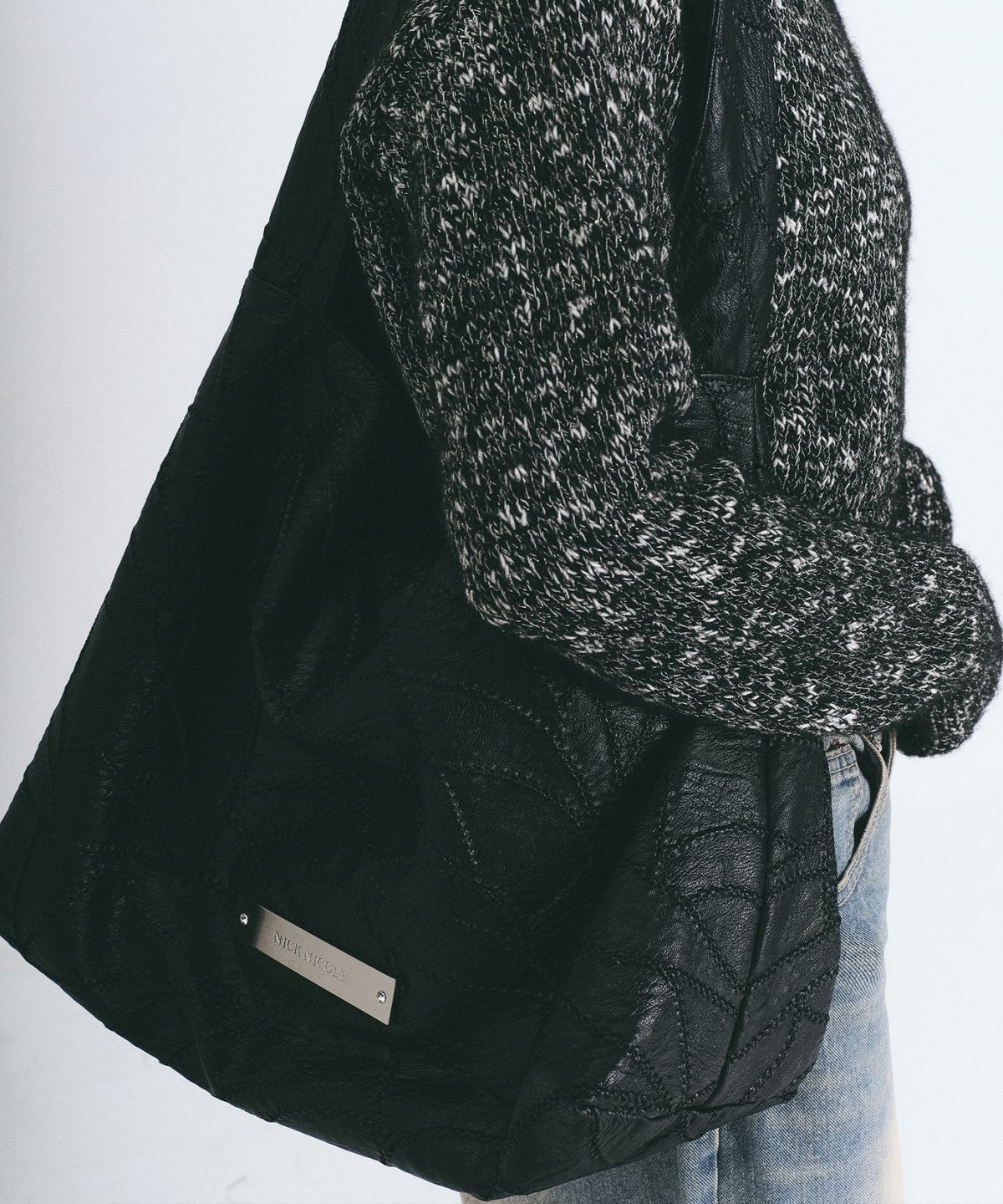 닉앤니콜(NICK&NICOLE) LEATHER WRINKLE TOTE BAG_BLACK