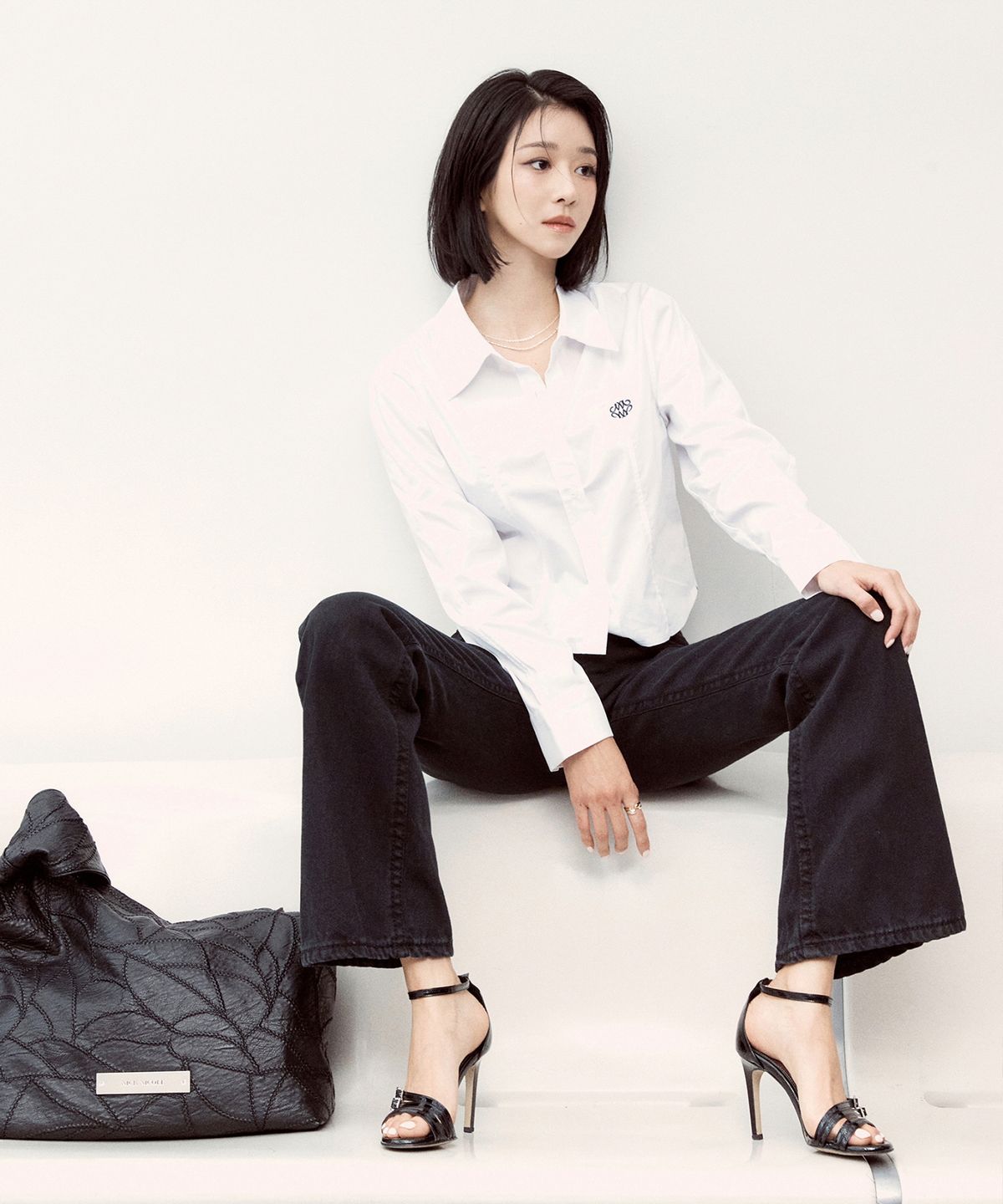 닉앤니콜(NICK&NICOLE) LEATHER WRINKLE TOTE BAG_BLACK