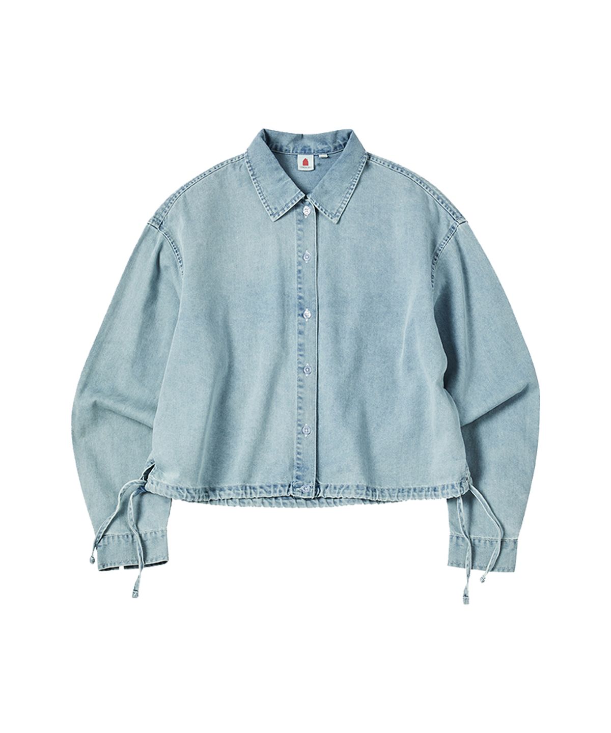 꼬모니노즈(COMONINOZ) W DENIM CROP BLOUSE [SKY BLUE]