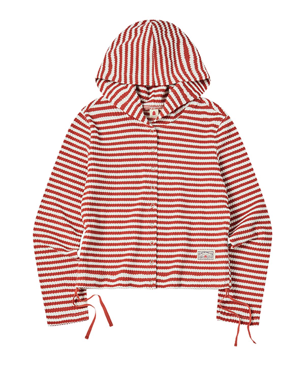 꼬모니노즈(COMONINOZ) W STRIPE CARDIGAN [BRICK]