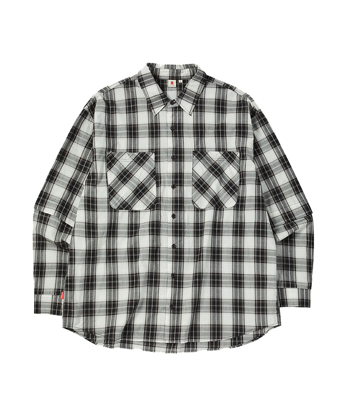 꼬모니노즈(COMONINOZ) DOUBLE LAYERED SHIRT [BLACK]
