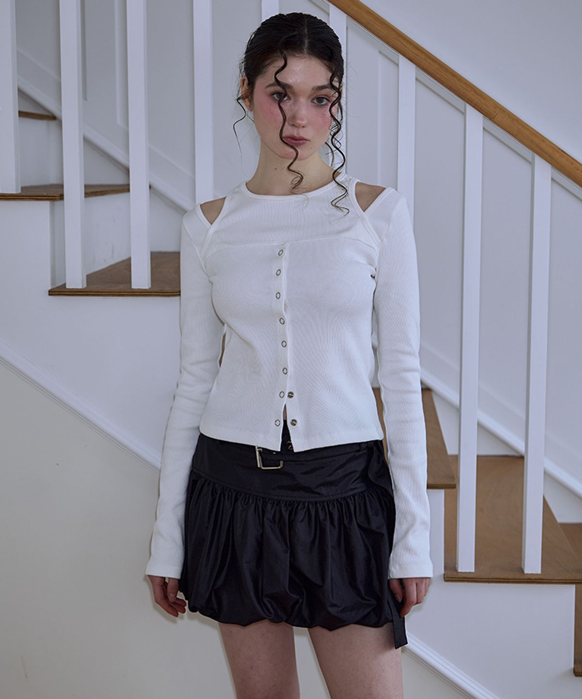 로제프란츠(ROSEFRANTZ) Cut Out Eyelet Long Sleeve [Ivory]