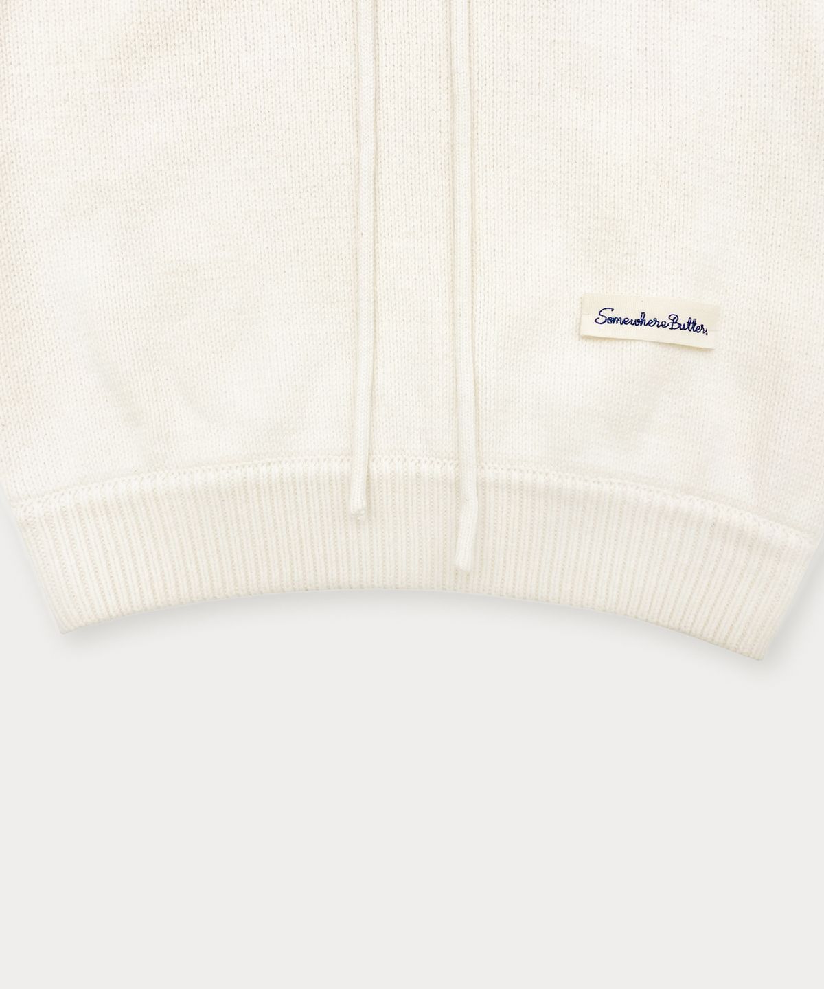 썸웨어버터(SOMEWHEREBUTTER) Hoodie Label Cotton Knit - Ivory