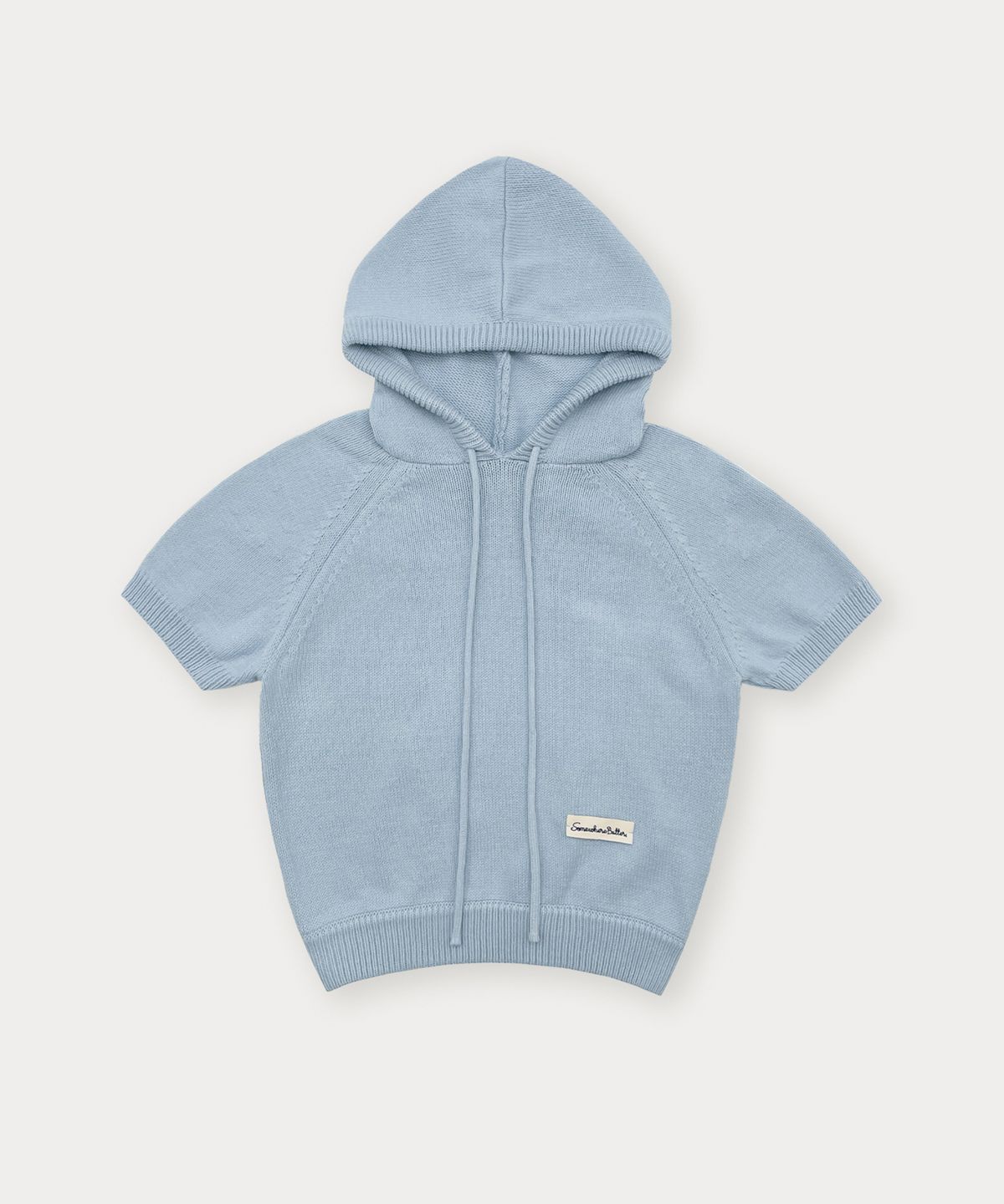 썸웨어버터(SOMEWHEREBUTTER) Hoodie Label Cotton Knit - Light Blue