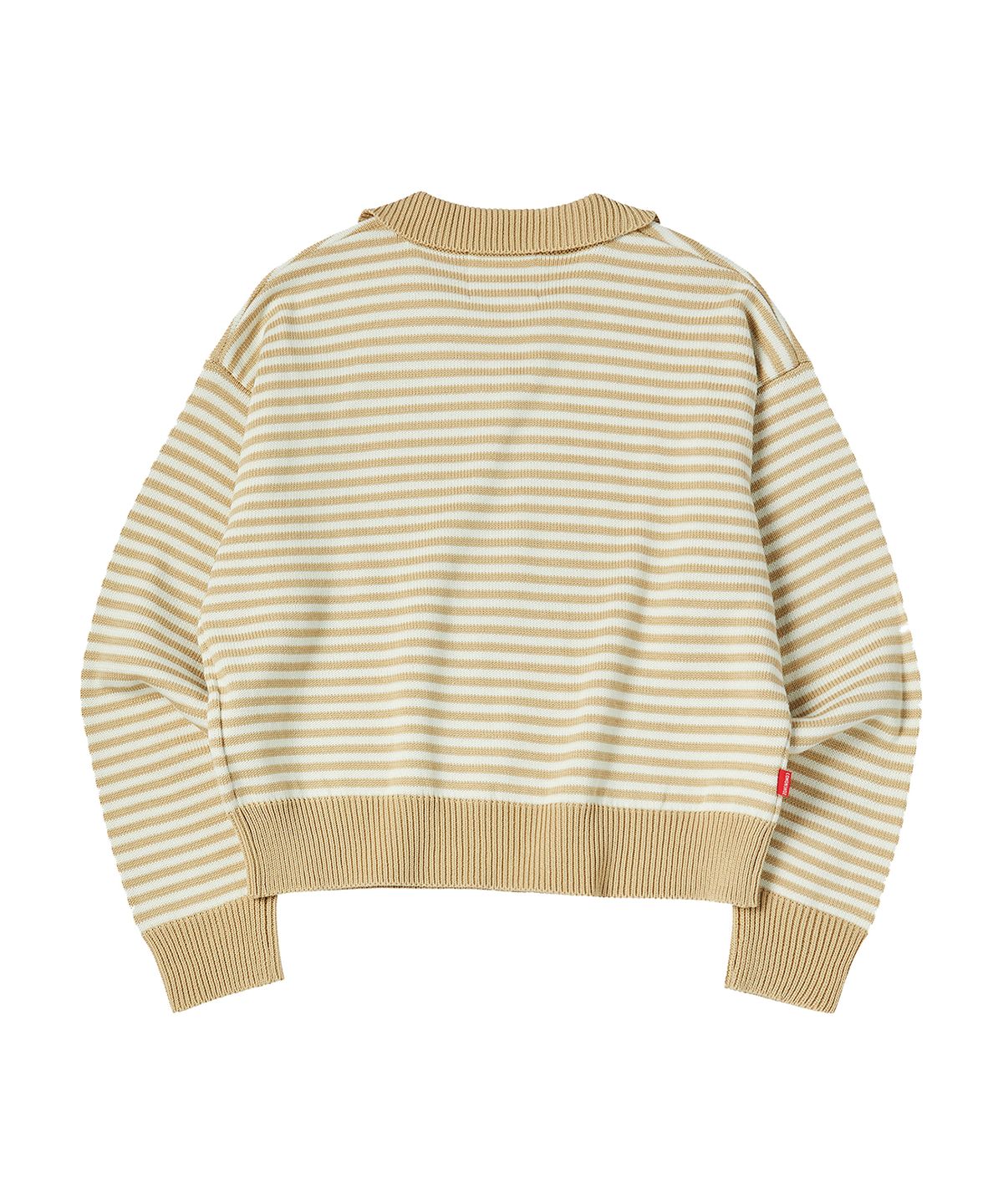 꼬모니노즈(COMONINOZ) W STRIPE COLLAR KNIT [YELLOW]