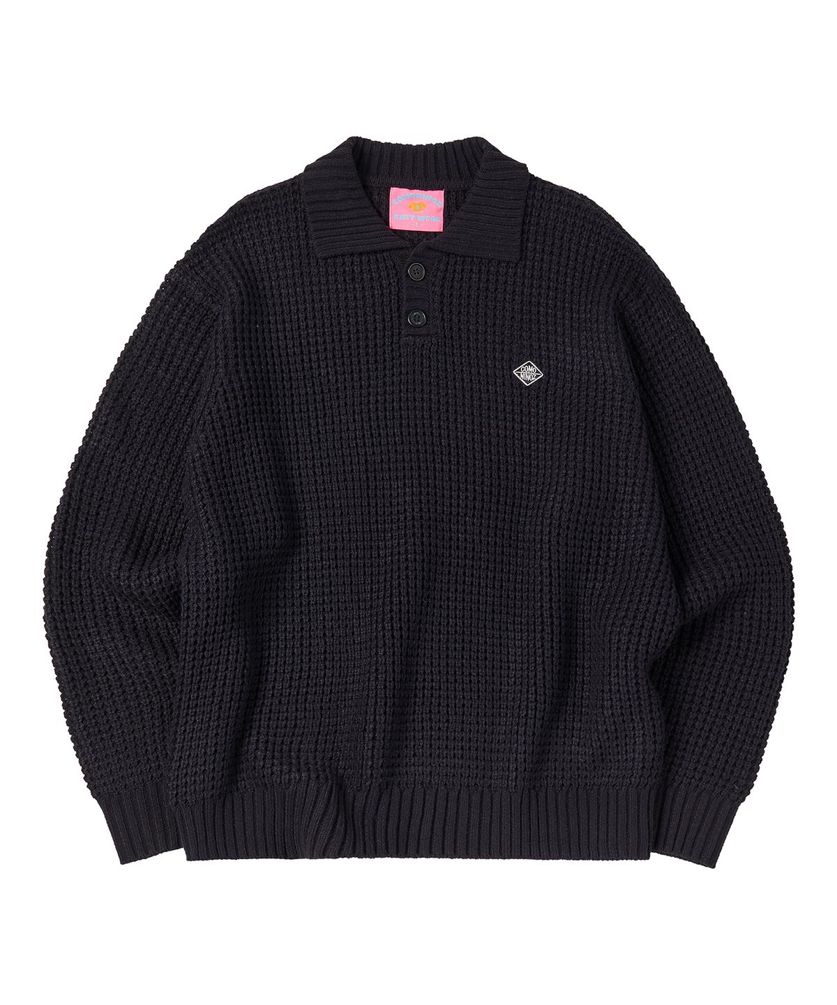 꼬모니노즈(COMONINOZ) WAFFLE COLLAR KNIT [NAVY]
