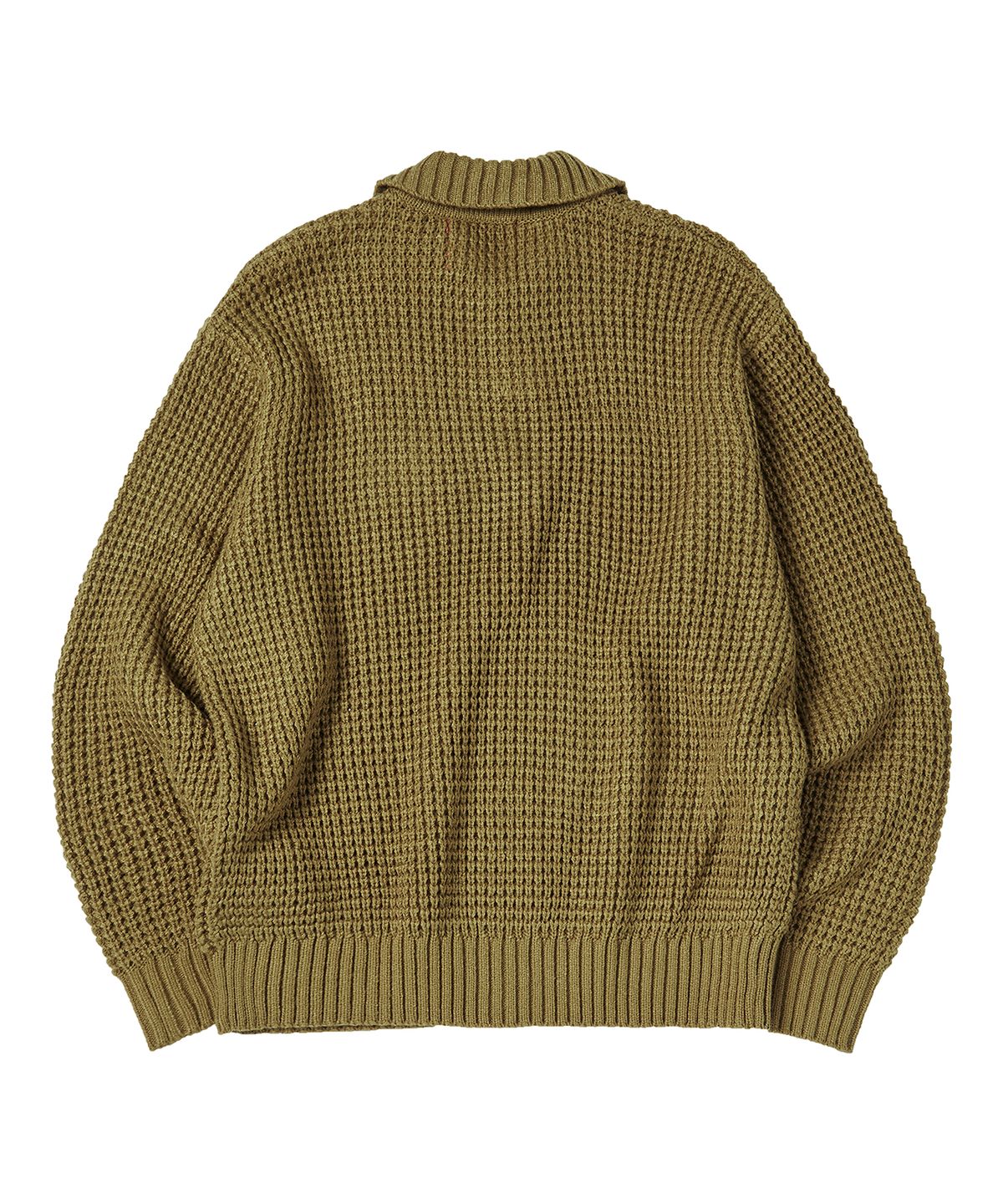 꼬모니노즈(COMONINOZ) WAFFLE COLLAR KNIT [KHAKI]