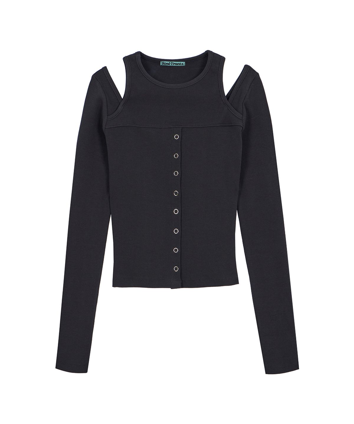 로제프란츠(ROSEFRANTZ) Cut Out Eyelet Long Sleeve [Charcoal]