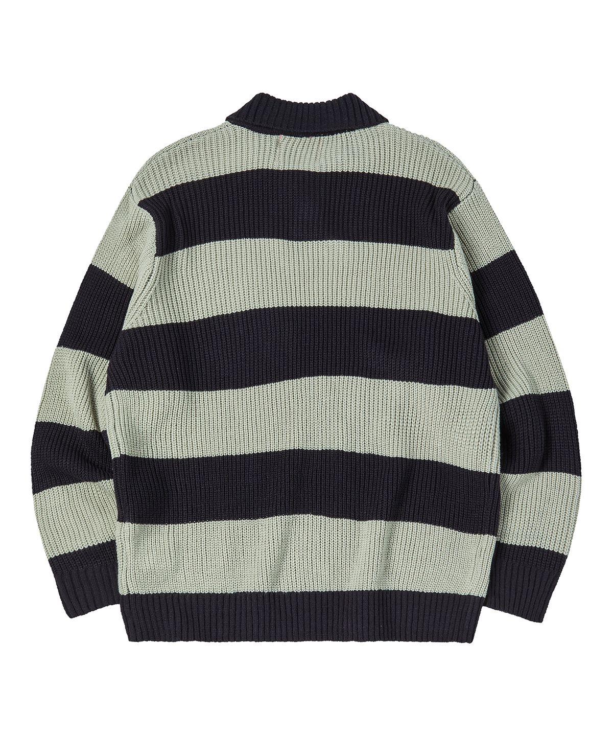 꼬모니노즈(COMONINOZ) BOLD STRIPE COLLAR KNIT [NAVY]