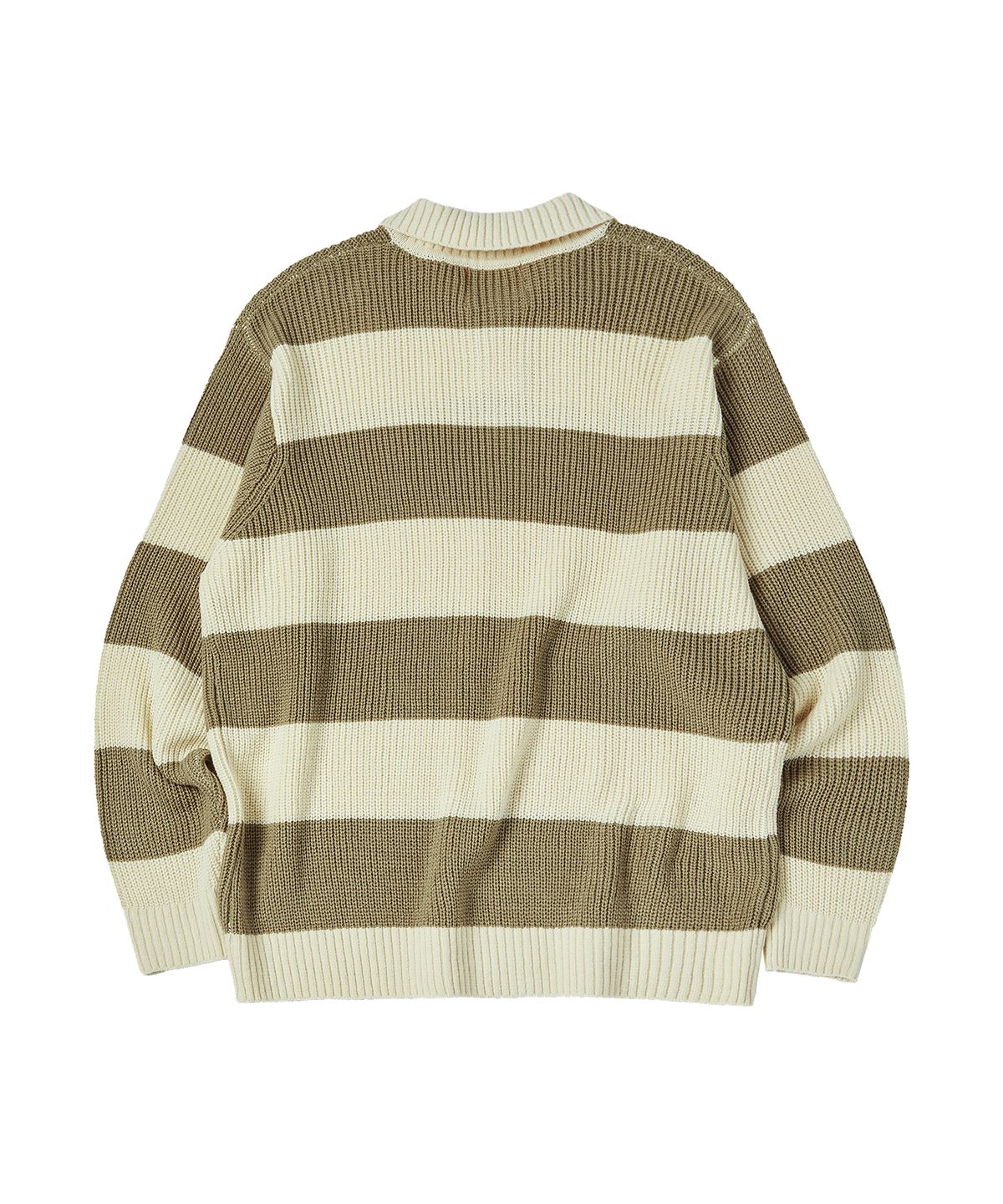 꼬모니노즈(COMONINOZ) BOLD STRIPE COLLAR KNIT [IVORY]