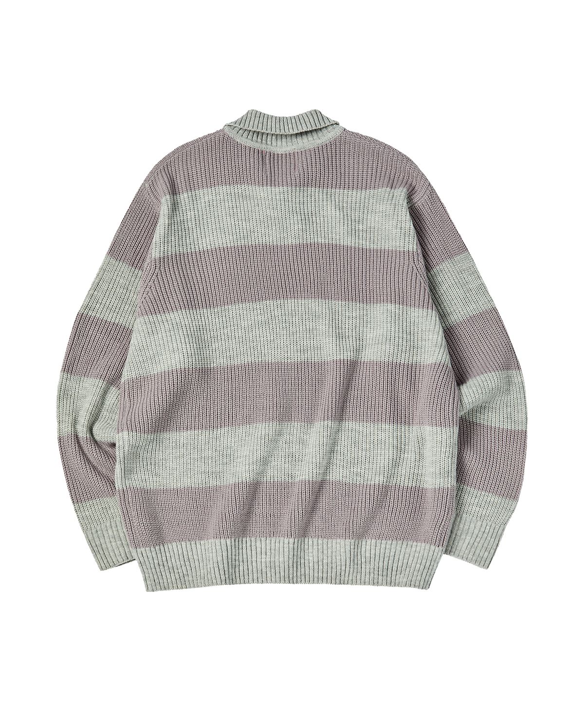 꼬모니노즈(COMONINOZ) BOLD STRIPE COLLAR KNIT [GRAY]