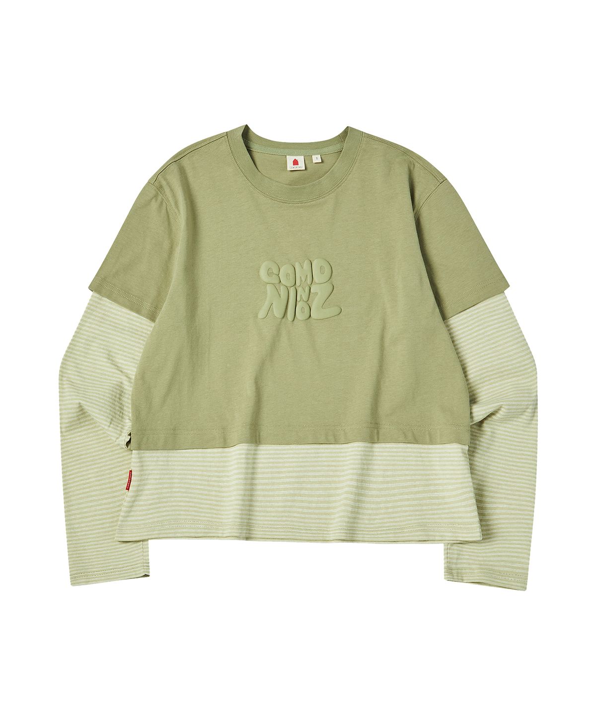 꼬모니노즈(COMONINOZ) W LAYERED T-SHIRT [KHAKI]