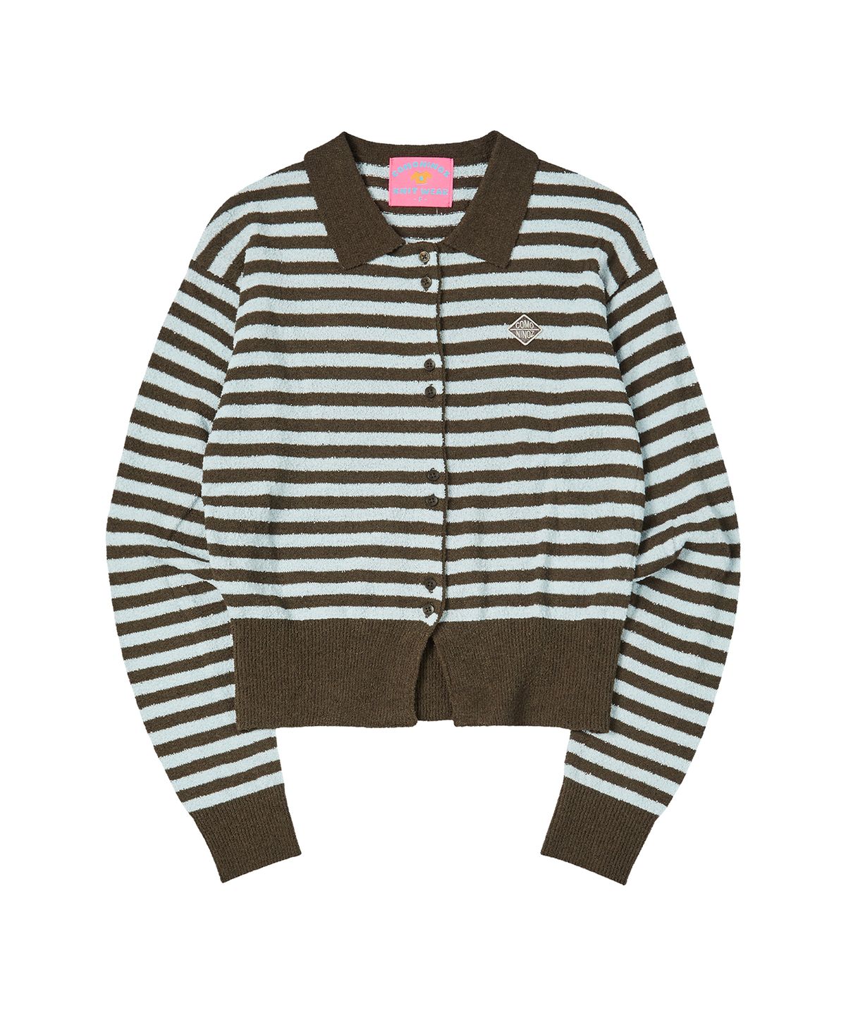 꼬모니노즈(COMONINOZ) W SPRING BUTTON CARDIGAN [KHAKI]