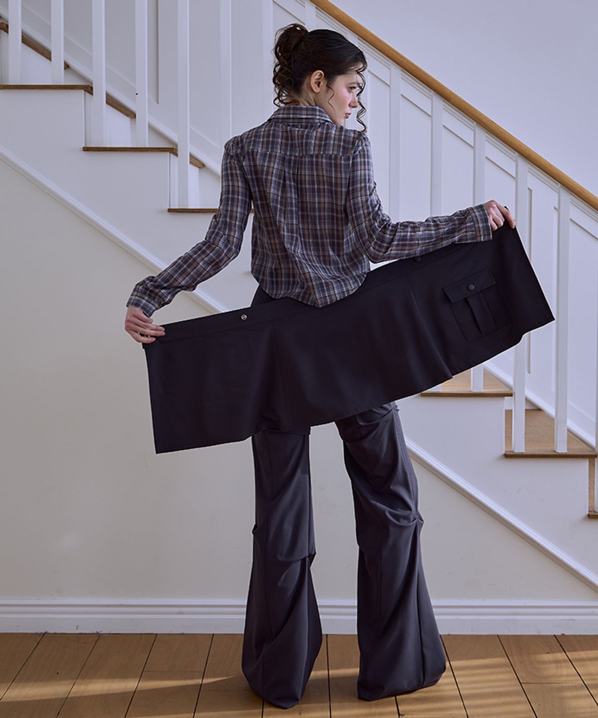 로제프란츠(ROSEFRANTZ) Wrap Skirt & Pintuck Pants [Charcoal]