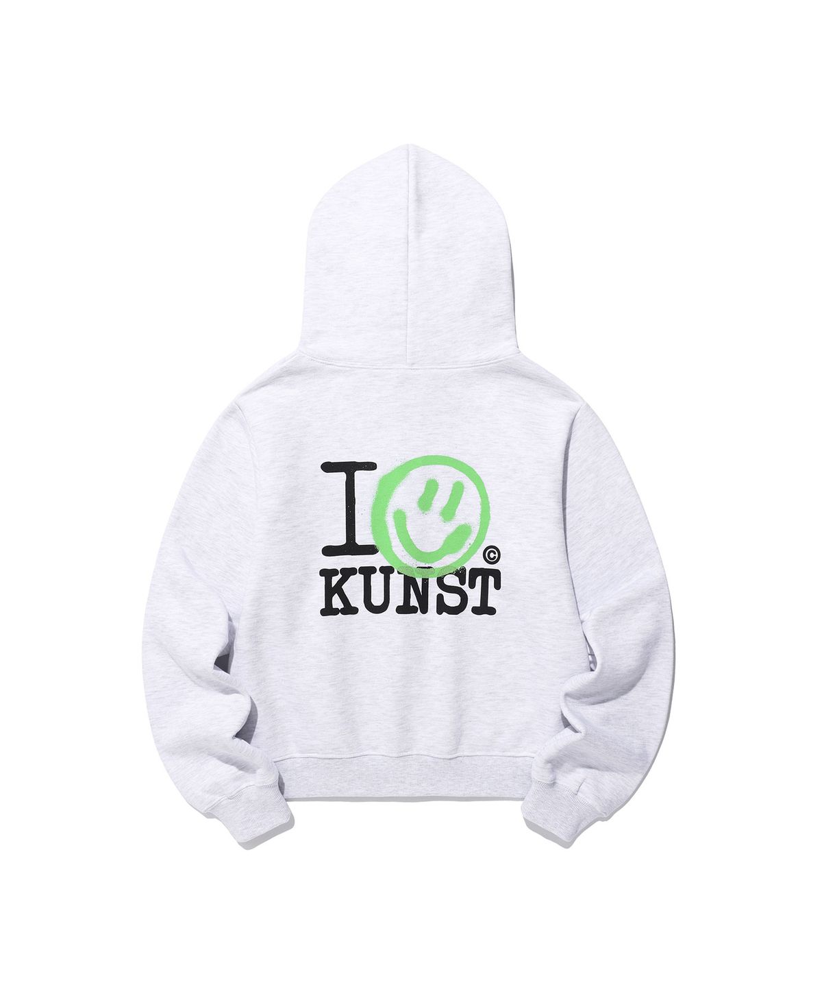 이스트쿤스트(ISTKUNST) I SMILEY KUNST CROP HOOD ZIP UP_LIGHT GREY(IK2FSMM483A)