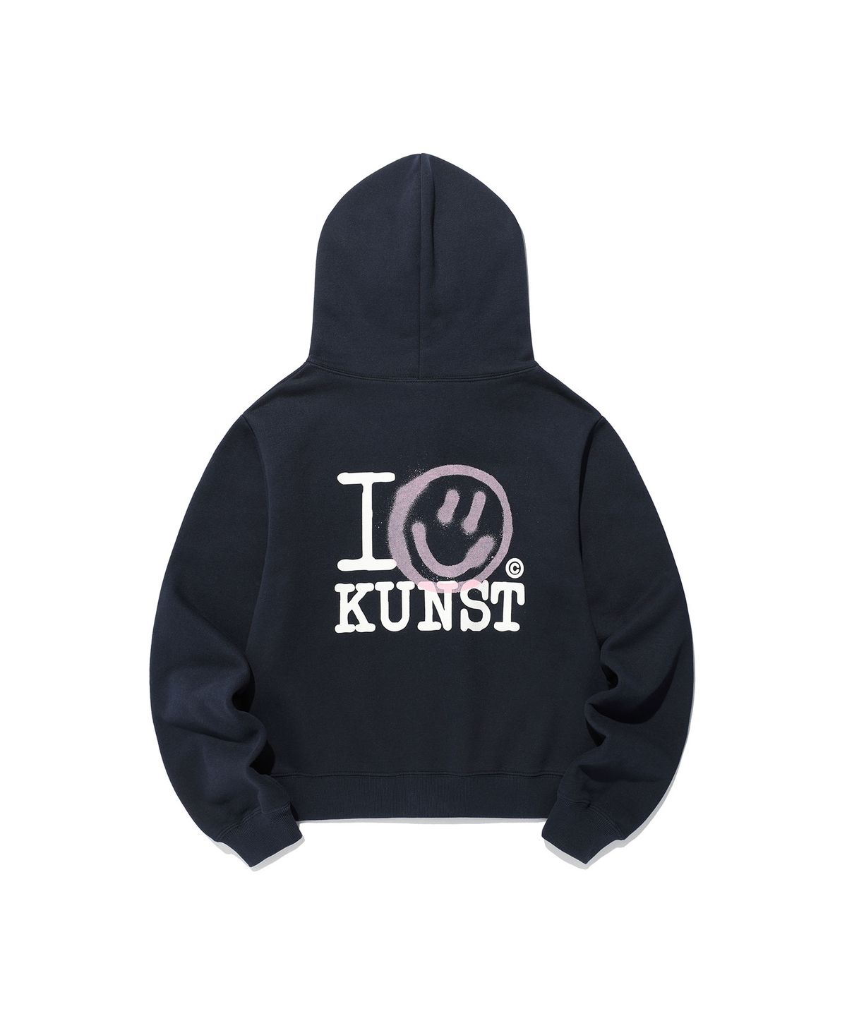 이스트쿤스트(ISTKUNST) I SMILEY KUNST CROP HOOD ZIP UP_NAVY(IK2FSMM483A)