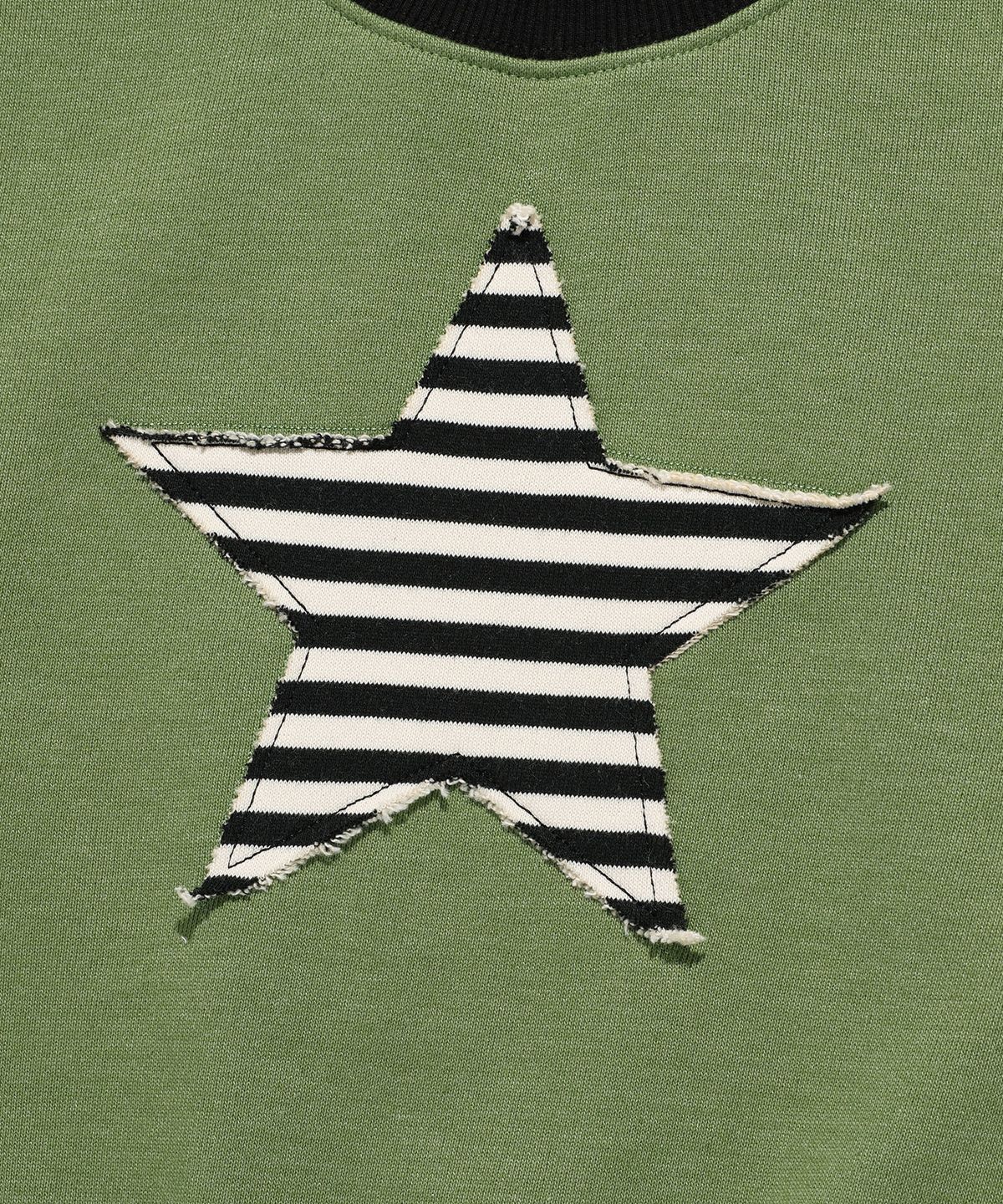 이스트쿤스트(ISTKUNST) STAR APPLIQUE RAGLAN SWEATSHIRTS_GREEN(IK2FSMM444A)