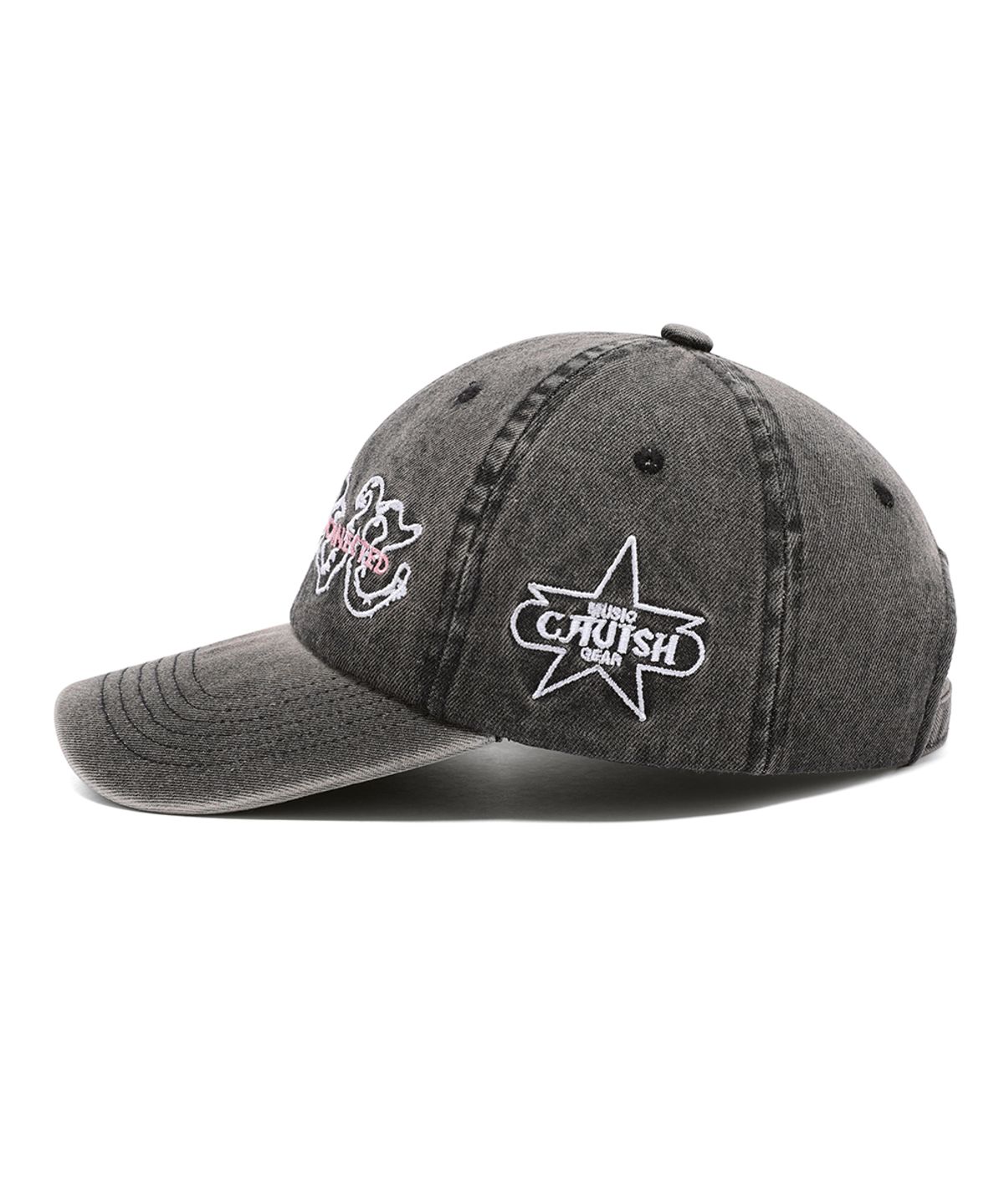 카비시(CAVISH) WASHED DENIM EMB BALL CAP BLACK(CV2FSUAB22A)