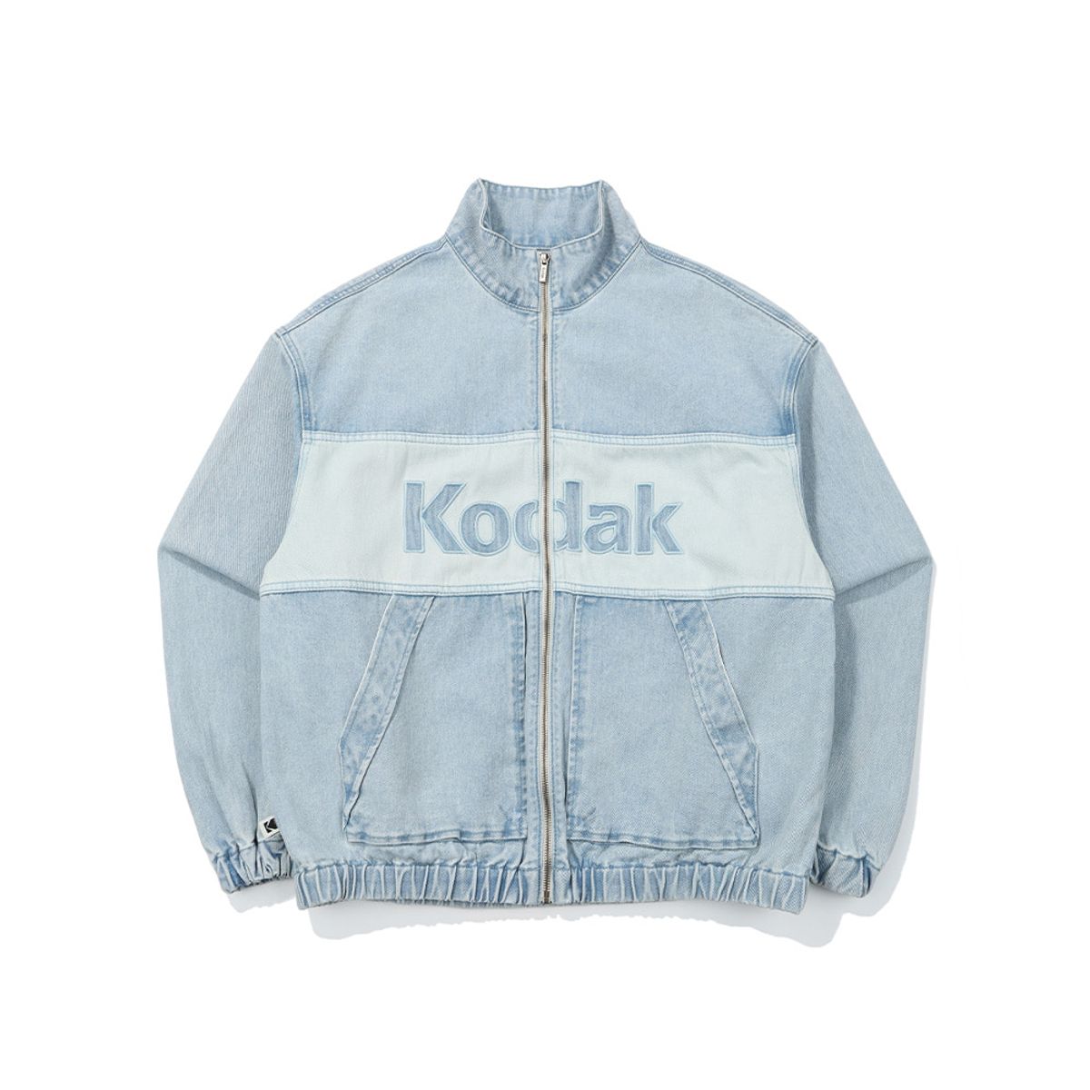 코닥(KODAK) 컬러블럭 데님 빅로고 안감 자켓 BLUE