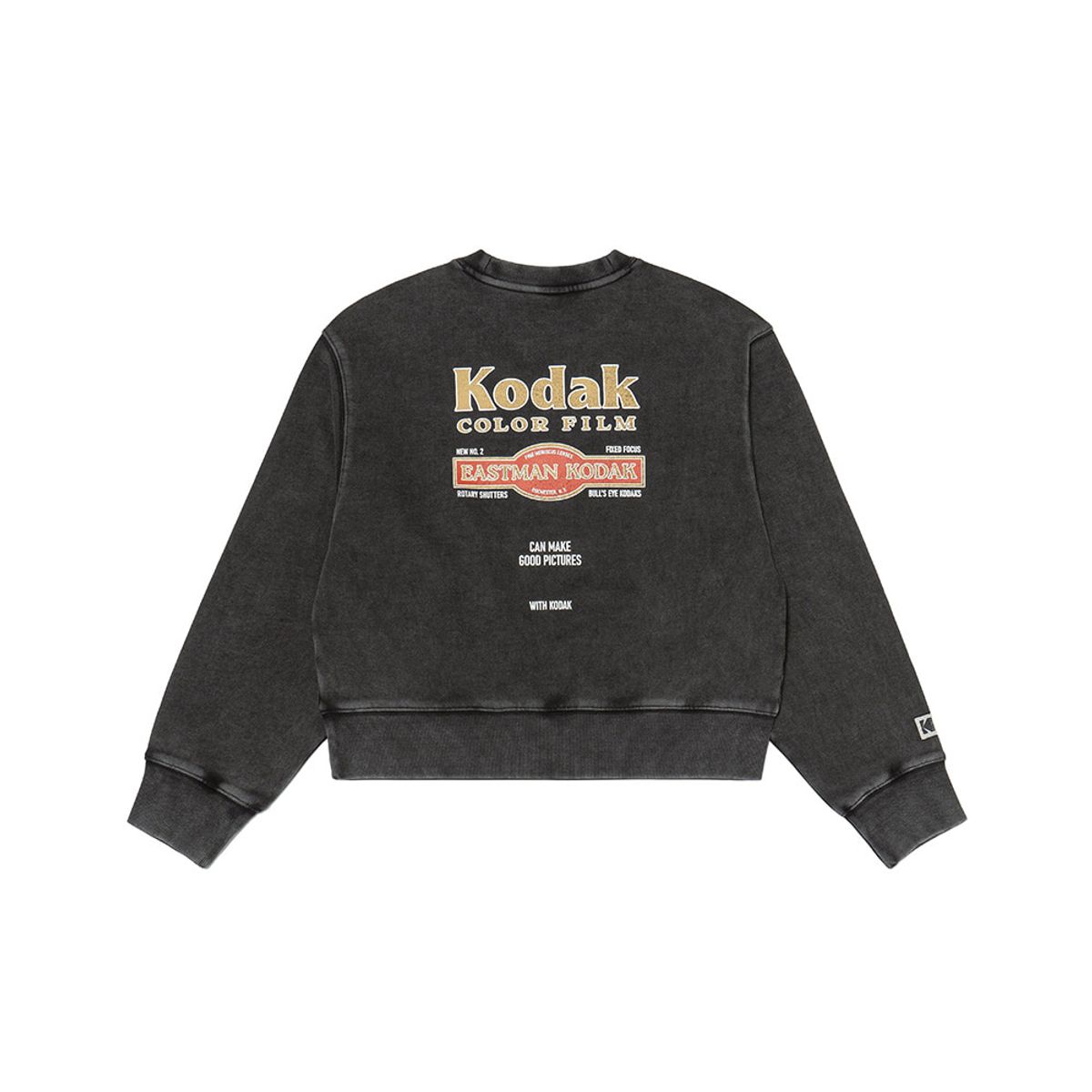 코닥(KODAK) 레시피 스노우워싱 맨투맨 우먼 BLACK