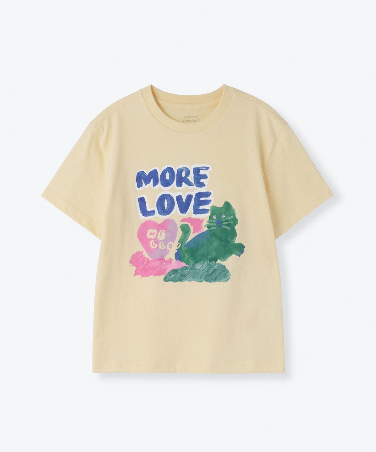 무신사 스탠다드 키즈(MUSINSA STANDARD KIDS) 모어 러브 릴렉스드 티셔츠 [레몬 크림]