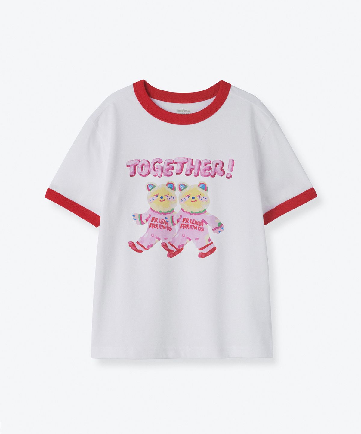 무신사 스탠다드 키즈(MUSINSA STANDARD KIDS) 투게더  릴렉스드 링거 티셔츠 [화이트]