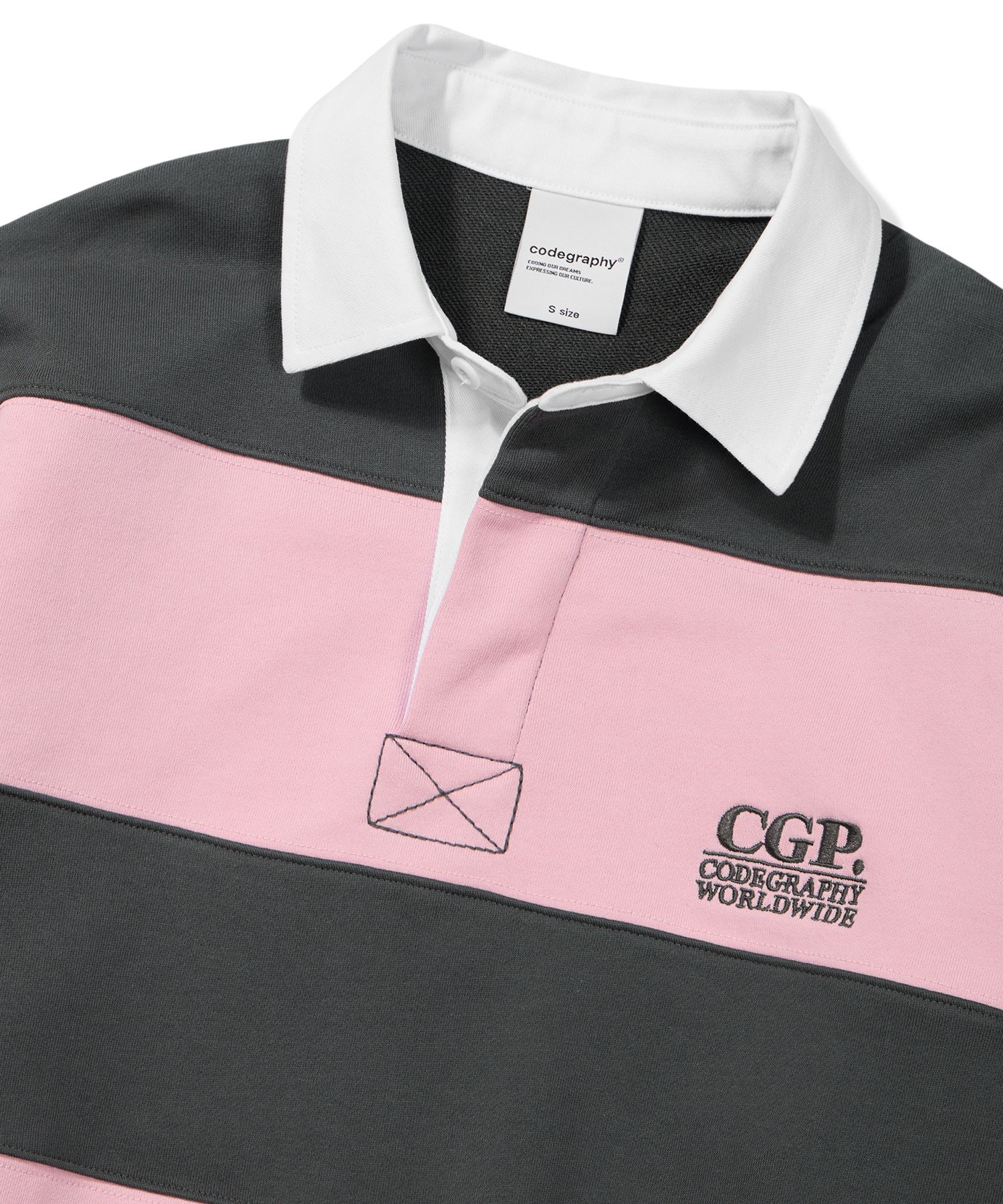 MUSINSA | Codegraphy CGP Small Square Logo Stripe Rugby Man