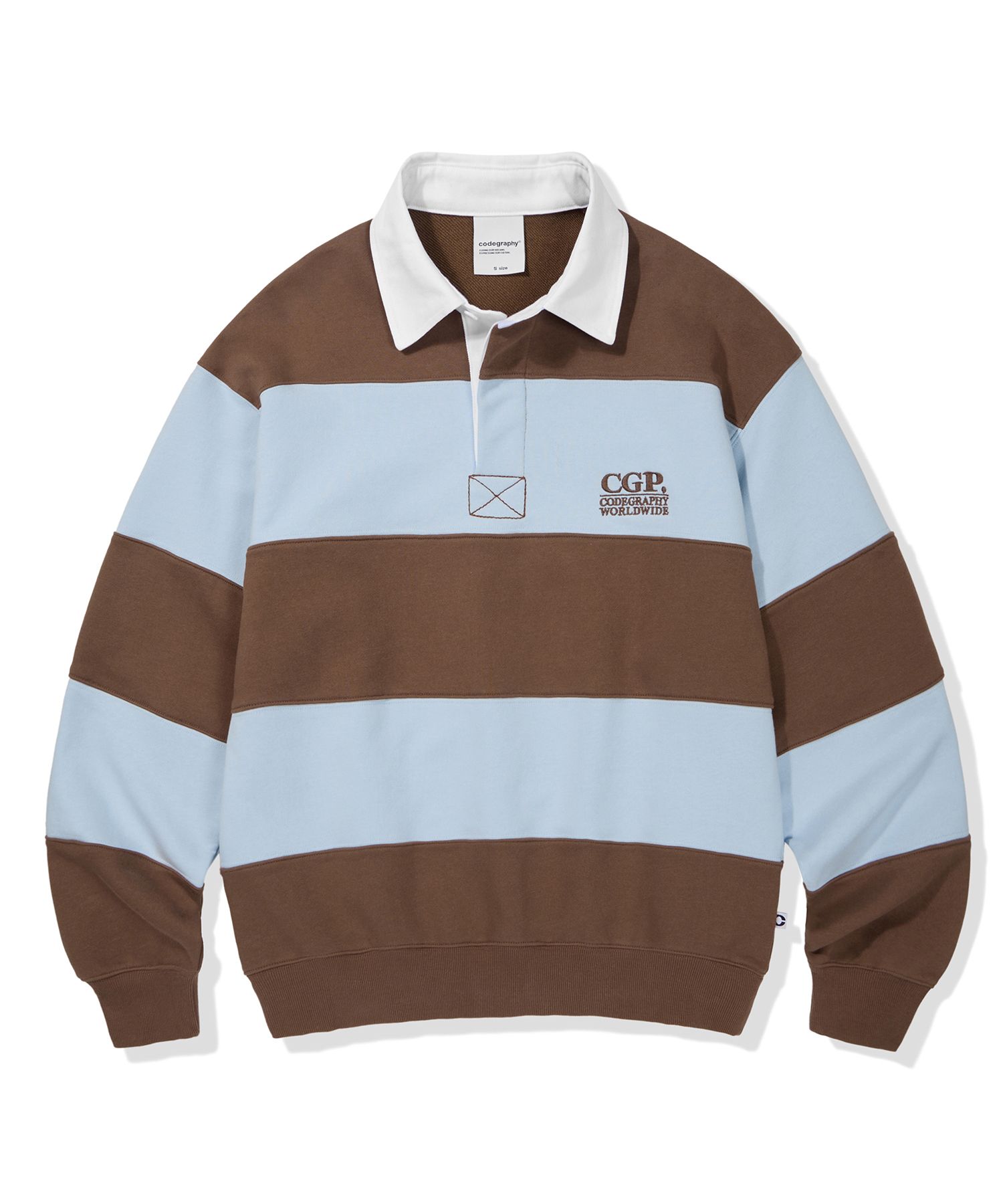 [CODEGRAPHY]★CGP Small Square Logo Stripe Rugby Sweatshirt MUSINSA | Codegraphy CGP Small Square Logo Stripe Rugby Man