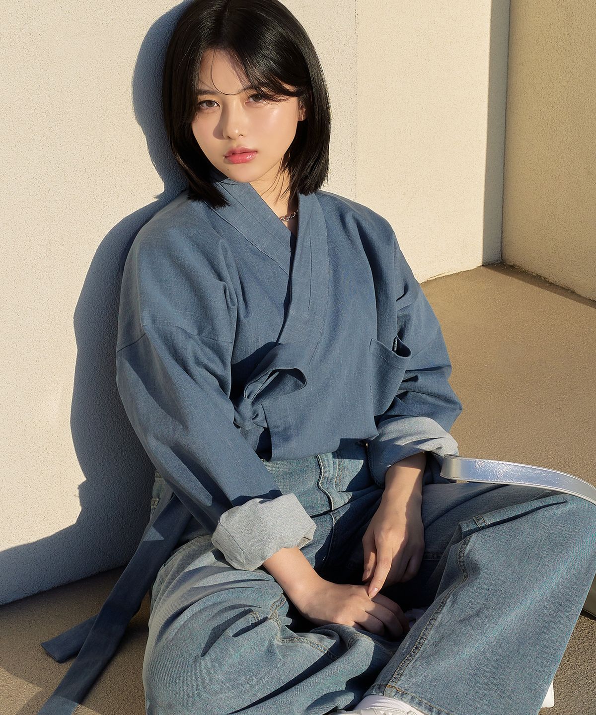 티엠쓰리(TM3) 조선코어룩 데님 셔켓 저고리 연청