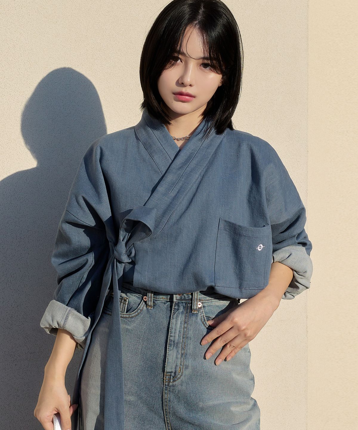 티엠쓰리(TM3) 조선코어룩 데님 셔켓 저고리 연청