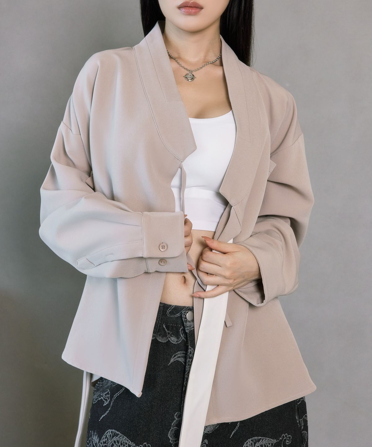 티엠쓰리(TM3) 극한 오버핏 저고리 한복 셔츠 베이지